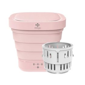 Moyu Mini Portable Washing Machine XPB08-F2 2 in 1 Portable Foldable Mini Washer Clothes Washing and Spin Dryer for Home Travel (Color: pink)