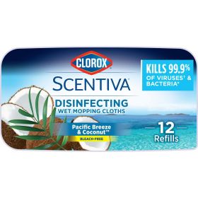 Clorox Scentiva Disinfecting Wet Mop Pads, Pacific Breeze and Coconut, 12 Count (Brand: Clorox)