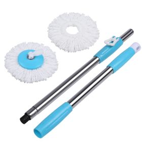 Spinning Mop Pole Handle Replacement 360° Rotating with 2x Microfiber Mop Heads (Color: Blue)